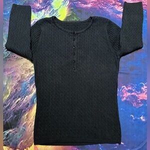 Navy Ribbed Long Sleeve Sweater Top